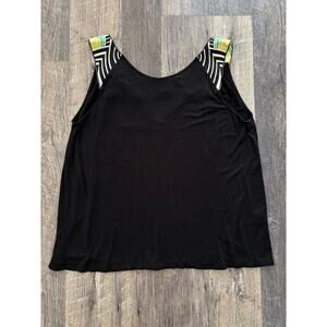 Anthropologie W5 Women's Black Tank Top with Patterned Straps Size Medium